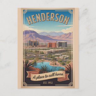 Postal Arte de viaje retro de Henderson Nevada vintage