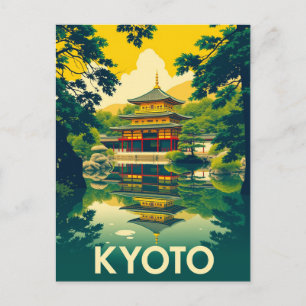 Postal Arte de viaje retro de Kyoto, Japón