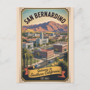 Postal Arte de viaje retro de San Bernardino California V