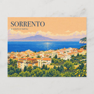 Postal Arte de viaje retro de Sorrento y Vesubio