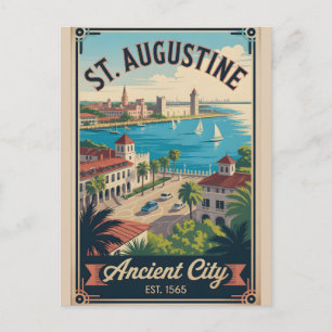 Postal Arte de viaje retro de St. Augustine Florida