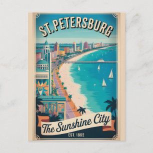 Postal Arte de viaje retro de St. Petersburg Florida