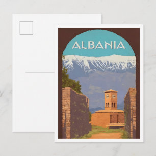 Postal Arte de viaje vintage de Albania