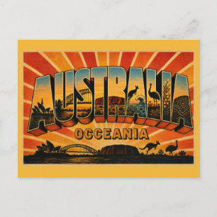 Postal Arte de viaje vintage de Australia