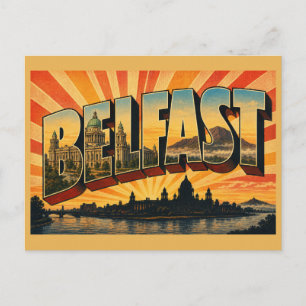 Postal Arte de viaje vintage de Belfast Irlanda del Norte
