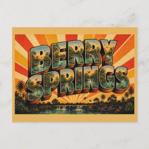 Postal Arte de viaje vintage de Berry Springs NT