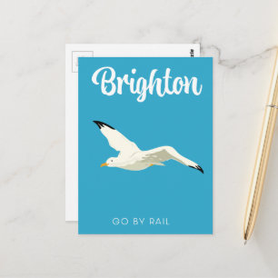 Postal Arte de viaje vintage de Brighton