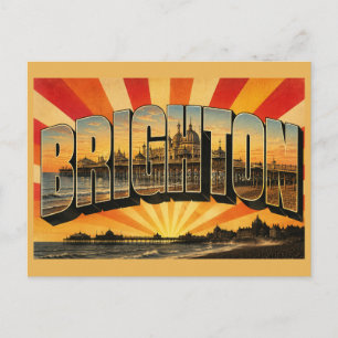 Postal Arte de viaje vintage de Brighton Inglaterra