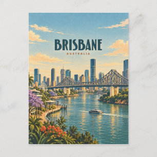 Postal Arte de viaje vintage de Brisbane Australia