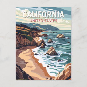 Postal Arte de viaje vintage de California