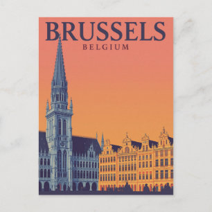 Postal Arte de viaje vintage de la Grand Place de Brusela
