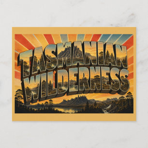 Postal Arte de viaje vintage de la wilderness de Tasmania