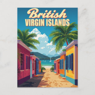 Postal Arte de viaje vintage de las Islas Vírgenes Britán