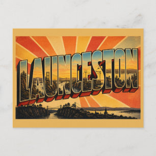 Postal Arte de viaje vintage de Launceston TAS