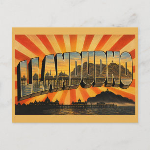 Postal Arte de viaje vintage de Llandudno, Gales