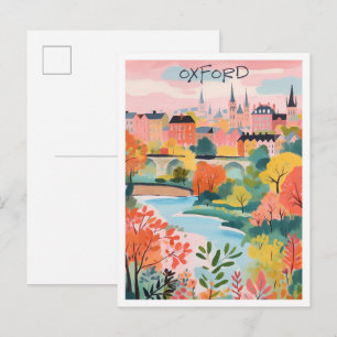 Postal Arte de viaje vintage de Oxford Inglaterra