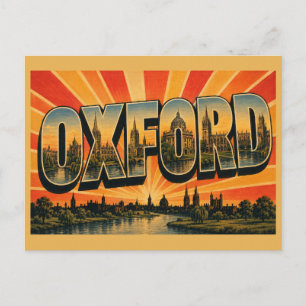 Postal Arte de viaje vintage de Oxford Inglaterra