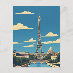 Postal Arte de viaje vintage de París, Francia