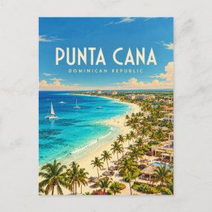 Postal Arte de viaje vintage de Punta Cana República Domi