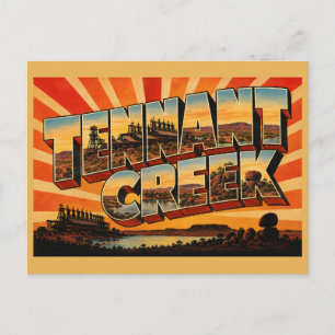 Postal Arte de viaje vintage de Tennant Creek NT