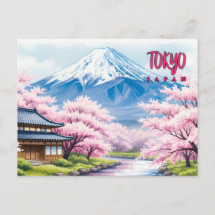 Postal Arte de viaje vintage de Tokio Japón