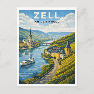 Postal Arte de viaje vintage de Zell Alemania