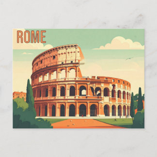 Postal Arte de viaje vintage del Coliseo de Roma