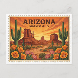 Postal Arte de viaje vintage del desierto de Monument Val