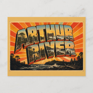 Postal Arte de viaje vintage del río Arthur TAS