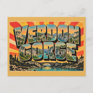 Postal Arte de viaje vintage del río turquesa de las garg