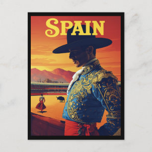 Postal Arte de viaje vintage dramático Matador España
