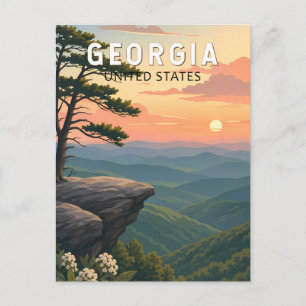 Postal Arte de viaje vintage ilustración de Georgia