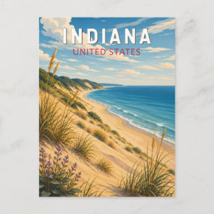 Postal Arte de viaje vintage ilustración de Indiana