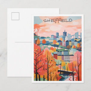 Postal Arte de viaje vintage Sheffield Inglaterra