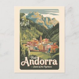 Postal Arte de viajes de Ilustracion de Andorra