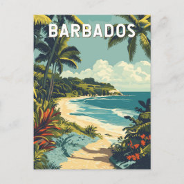 Postal Arte de viajes de Ilustracion de Barbados