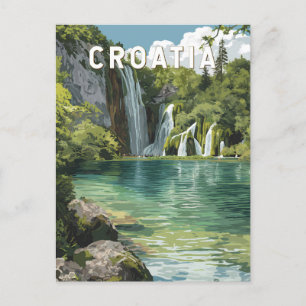 Postal Arte de viajes de Ilustracion de Croacia vintage