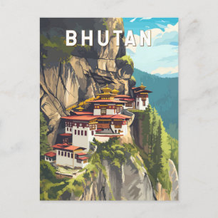 Postal Arte de viajes de Ilustracion en Bután