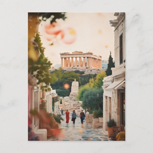 Postal Arte de Viajes de la Vieja Atenas Grecia (Anverso)