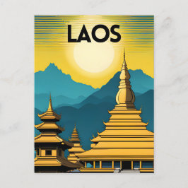 Postal Arte de viajes de Laos
