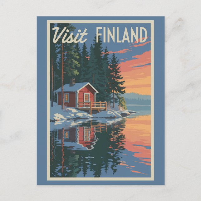 Postal Arte de viajes en el lago de Finlandia (Anverso)