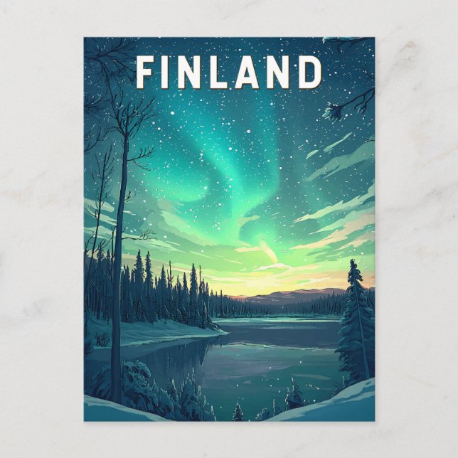 Postal Arte de viajes en Ilustracion de Finlandia (Anverso)