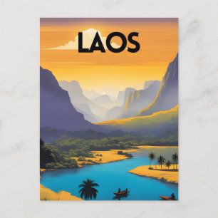 Postal Arte de viajes en paisajes de Laos