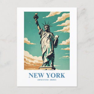 Postal Arte de viajes nostálgico de Nueva York