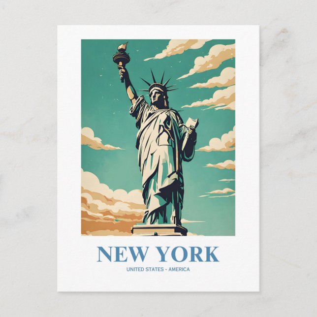 Postal Arte de viajes nostálgico de Nueva York (Anverso)