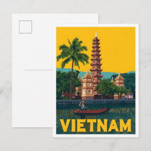 Postal Arte de Viajes Retro de Vietnam