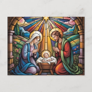 Postal Arte de vidrio emplomado de la Natividad – Navidad
