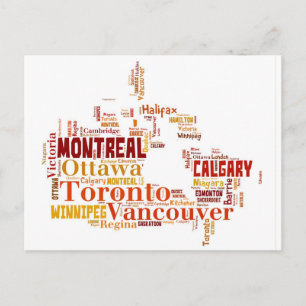 Postal Arte de Word en Ciudades de Canadá