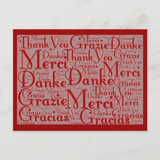 Postal Arte de Word: Gracias en varios idiomas - Blanco R