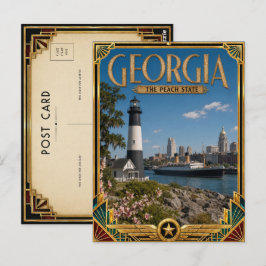 Postal Arte Deco Antiguo de Georgia Edad de Oro